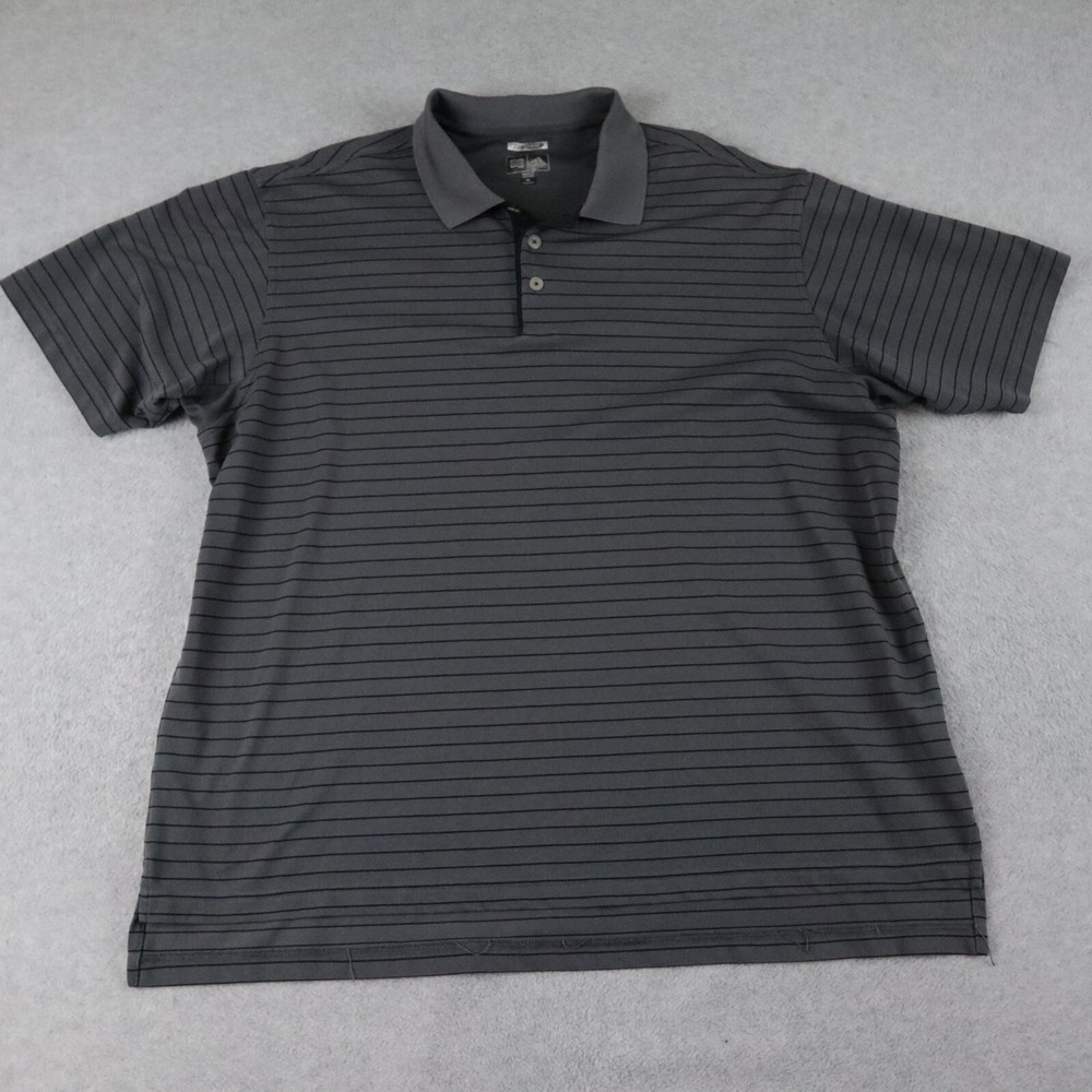 Adidas Golf Polo Shirt Mens XL Climacool Performance Gray‎ Striped Short Sleeve